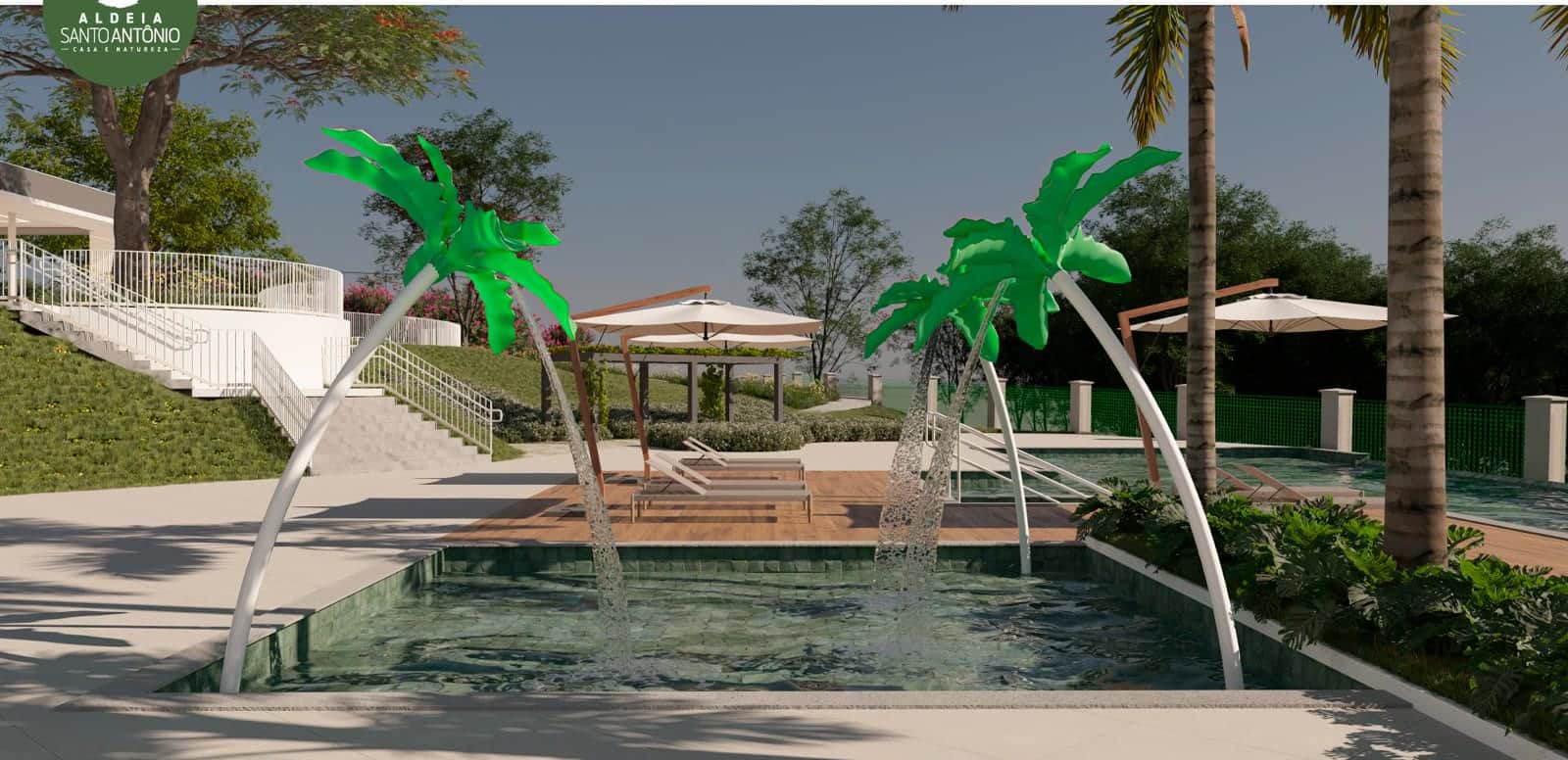 Piscina com chafarizes