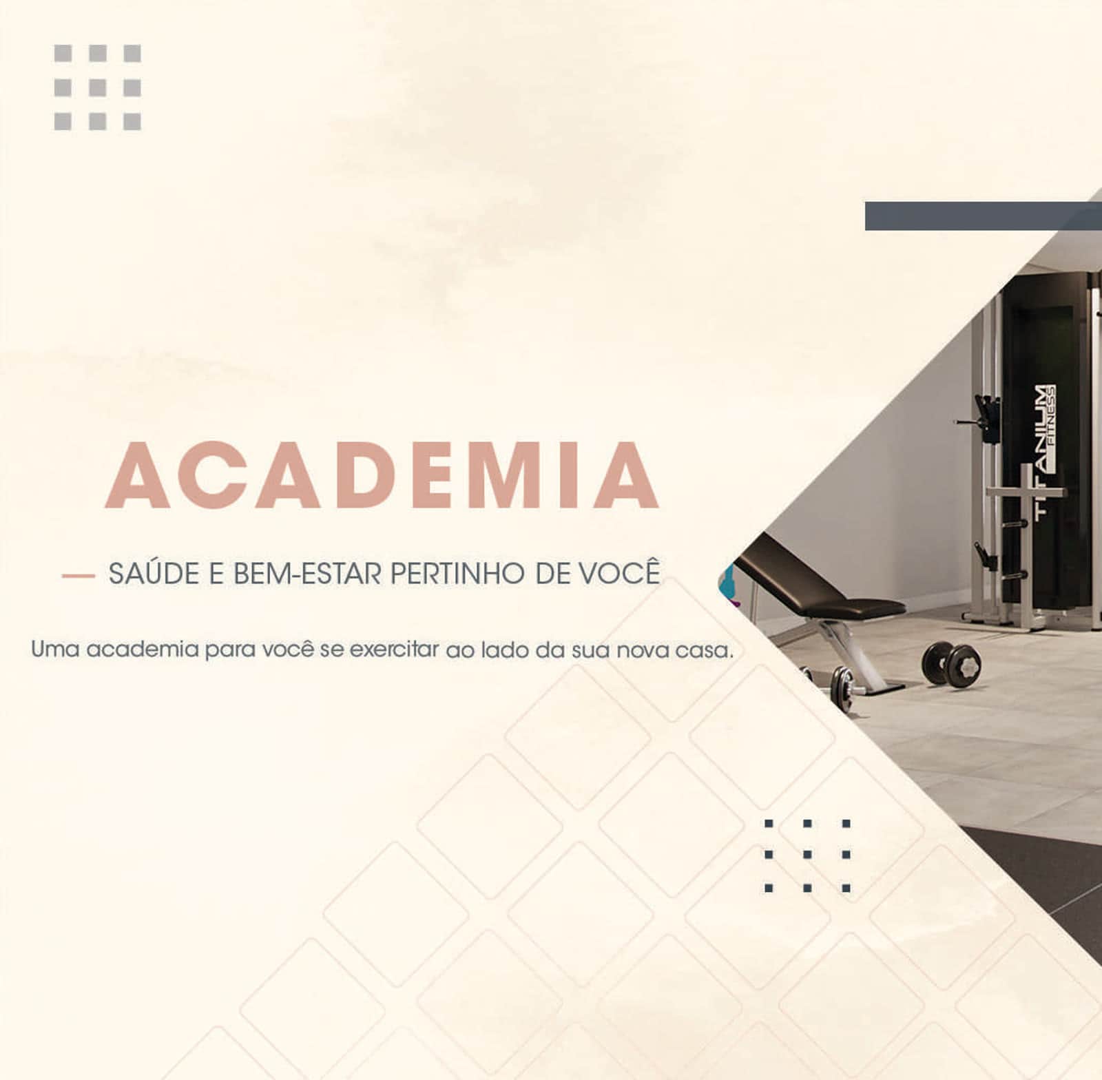 Academia do condomínio, perspectiva ilustrativa