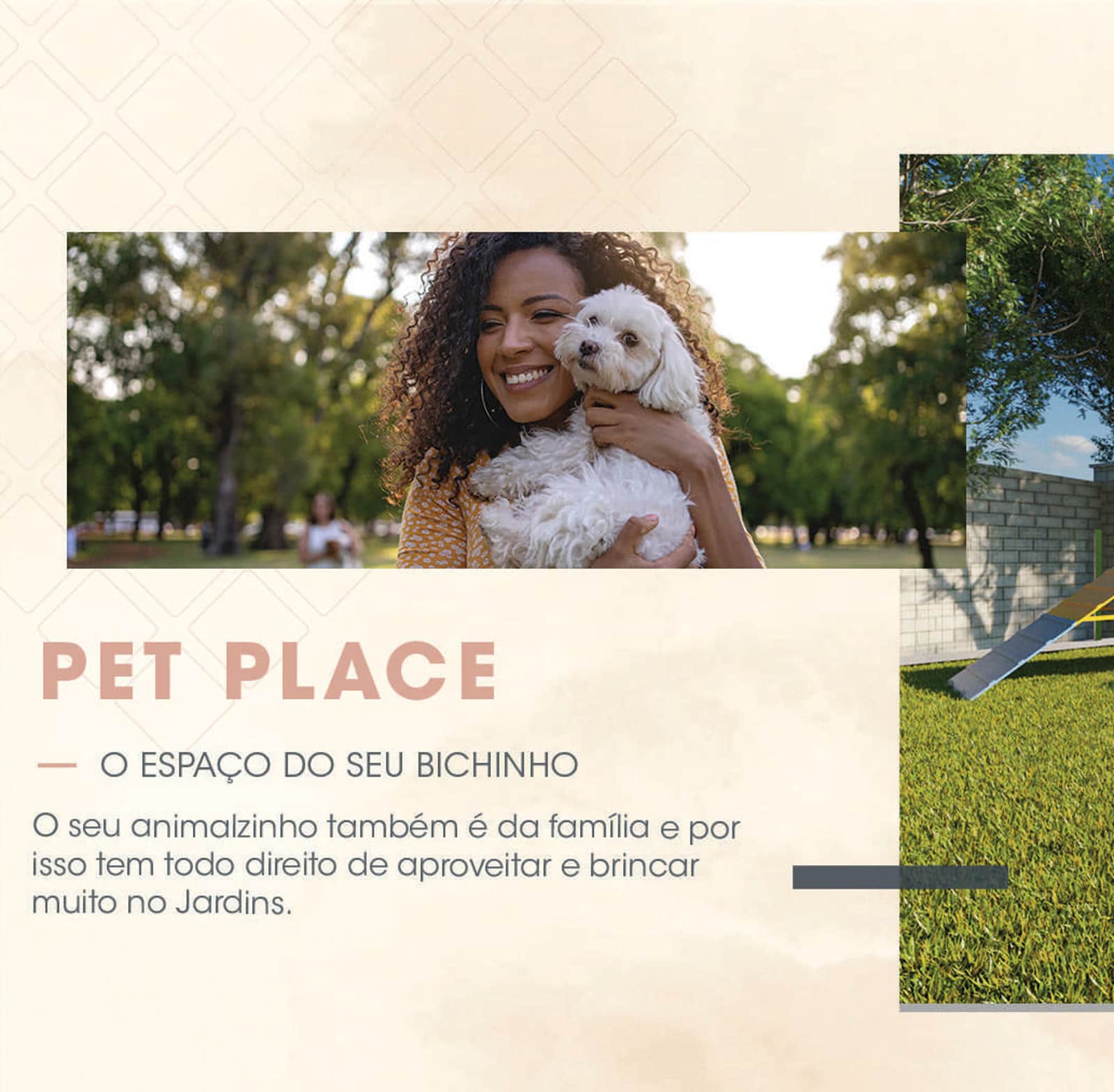 Pet place do condomínio, perspectiva ilustrativa