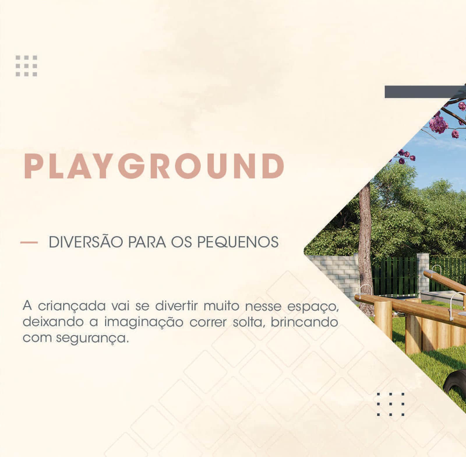 Playground do condomínio, perspectiva ilustrativa