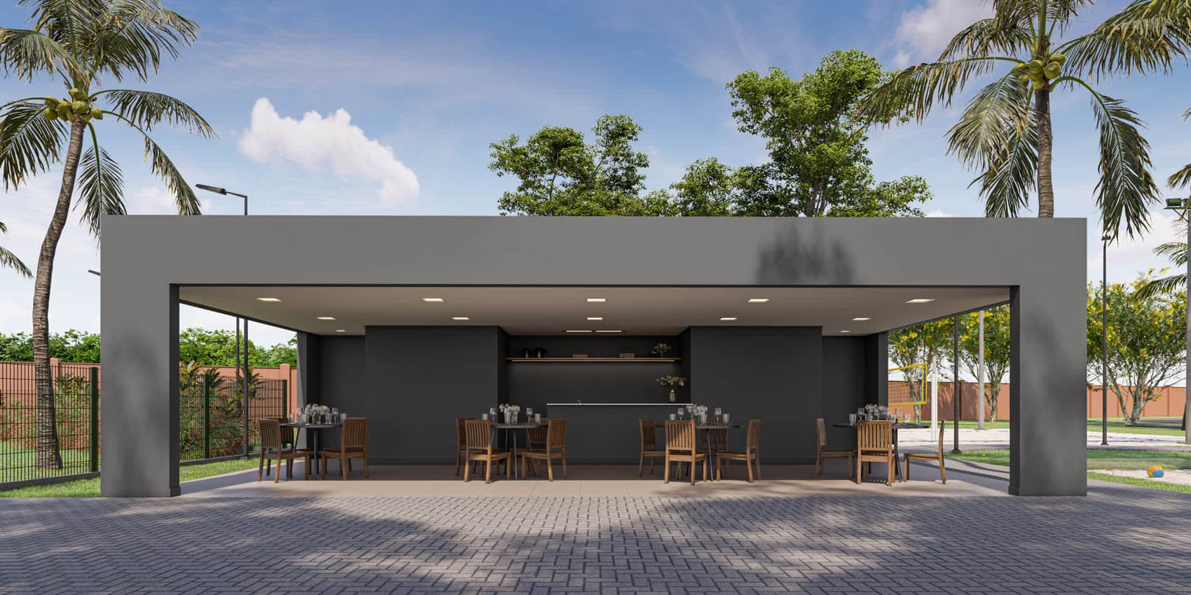 Quiosque gourmet, perspectiva ilustrativa