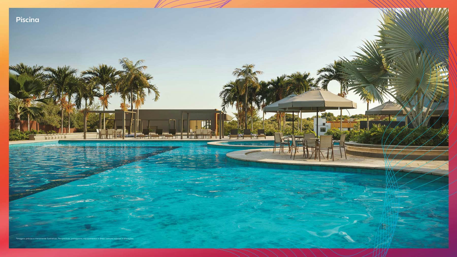 Piscina com deck molhado do condomínio