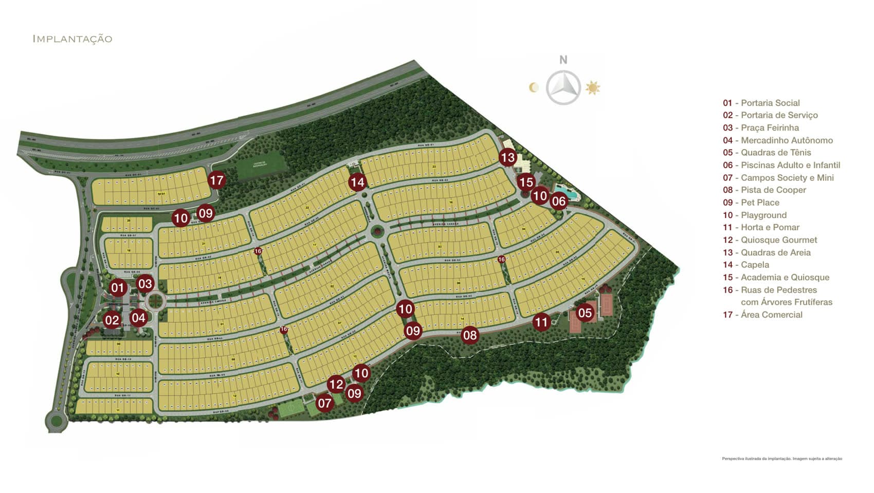 Mapa de implantação — Jardins Quebec