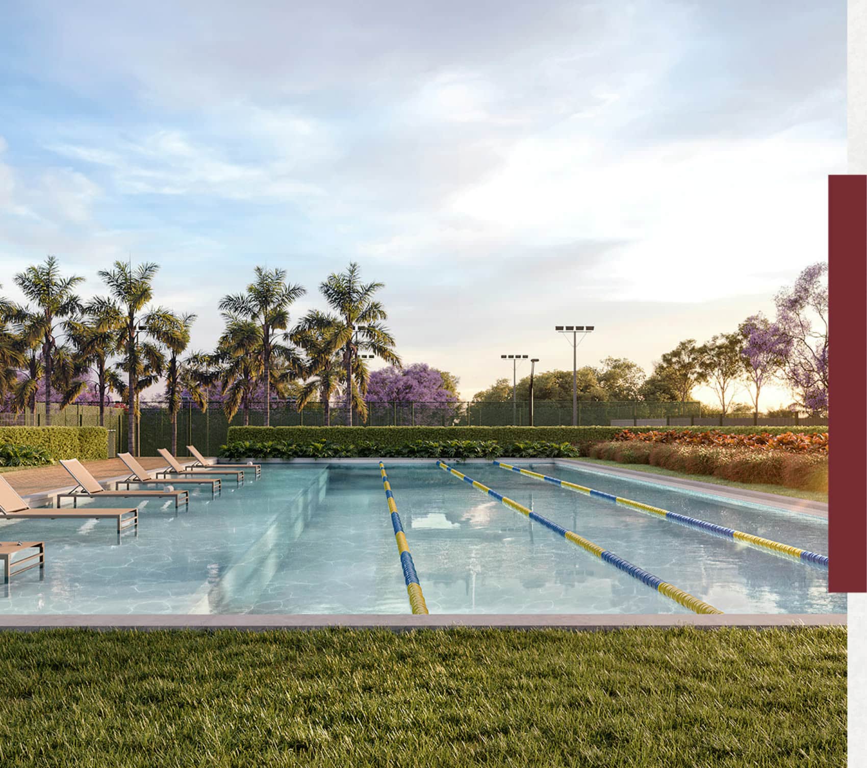 Piscina semiolímpica, com 4 raias.