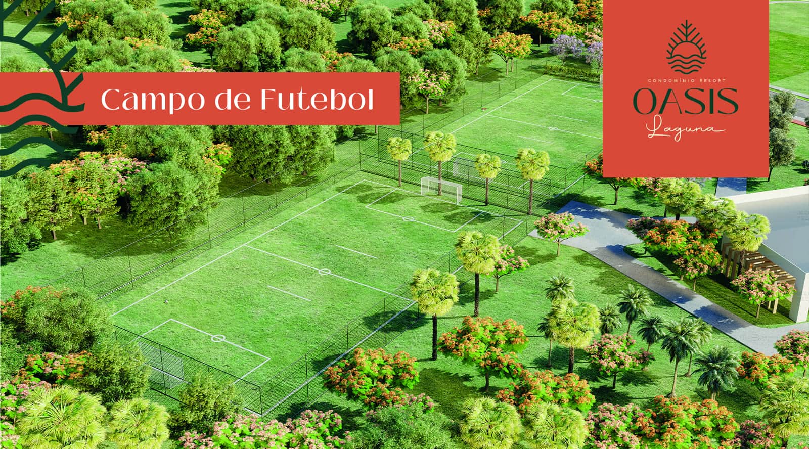 Campos de futebol de grama natural, perspectiva ilustrativa