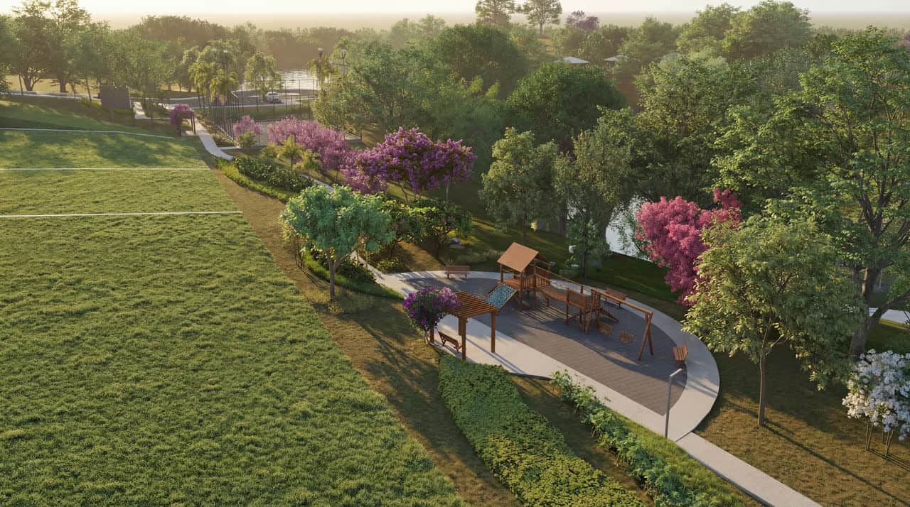 Pista de caminhada da etapa 2, perspectiva ilustrativa